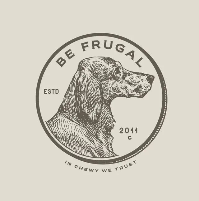 Vintage circular seal logo with engraved dog profile
