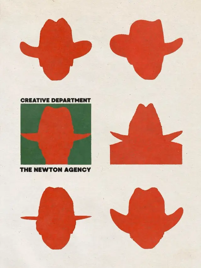 Cowboy-hat logo variations — The Newton Agency identity study