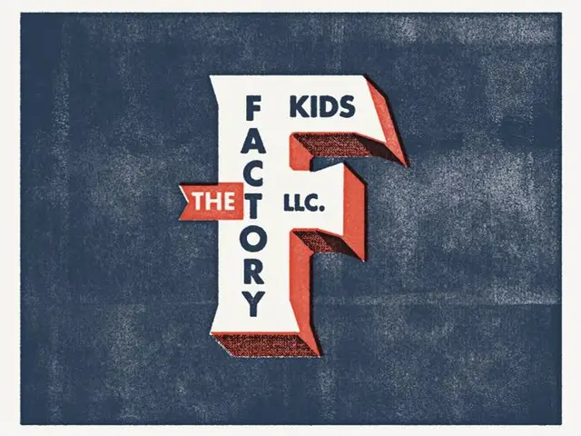 Vintage 3D Letter F Logo — "The Factory Kids LLC."