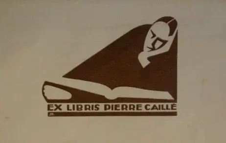 Ex Libris bookplate — "Pierre Caille" brown relief print