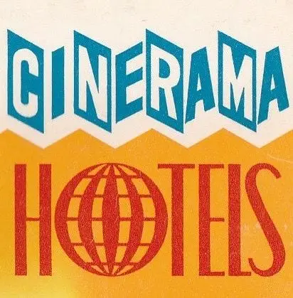 Vintage Cinerama Hotels logo — mid‑century travel branding