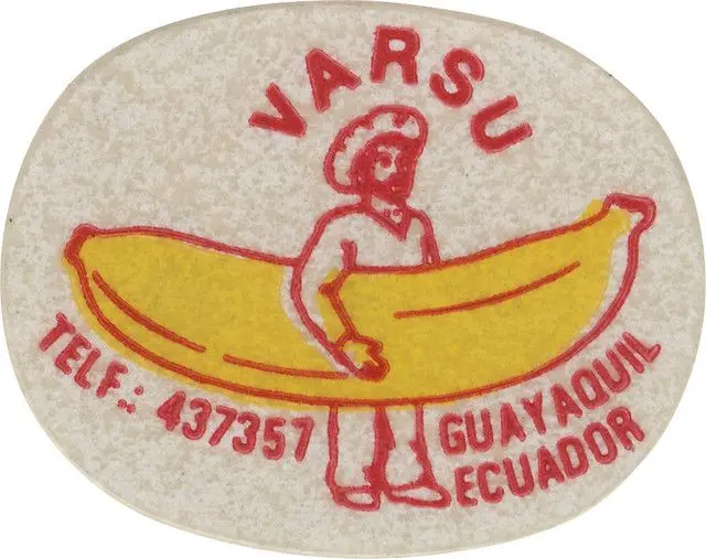 VARSU banana produce sticker — Guayaquil, Ecuador (oval paper label)
