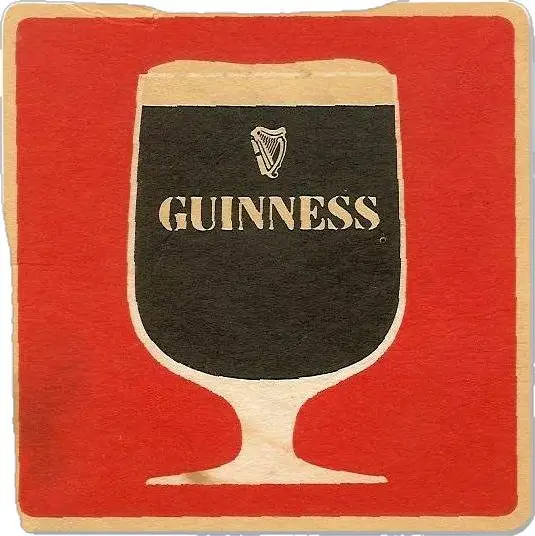 Vintage Guinness Paper Coaster — Stylized Chalice Logo on Red