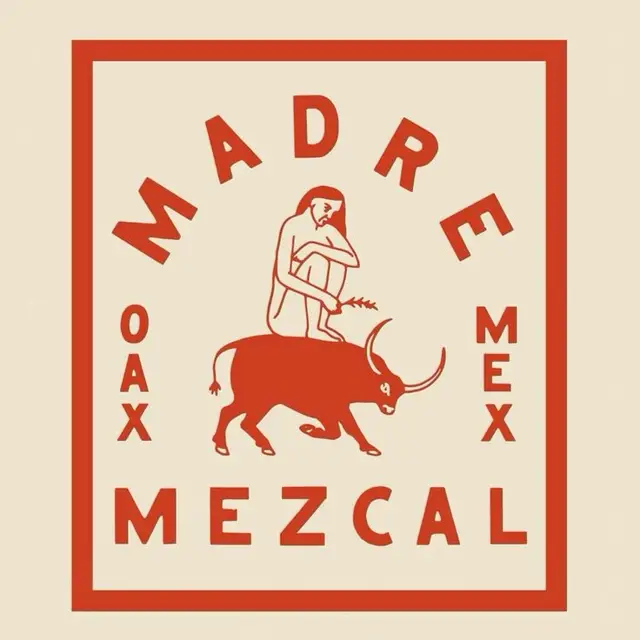 Madre Mezcal label — terracotta bull logo on cream background