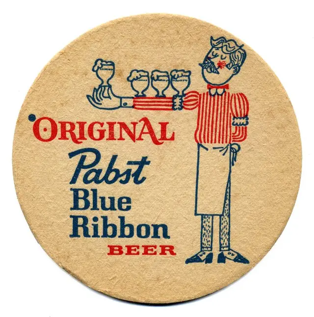 Vintage Pabst Blue Ribbon round kraft paper beer coaster