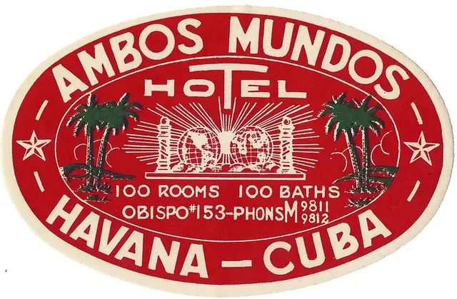 Ambos Mundos Hotel vintage luggage sticker — Havana, Cuba