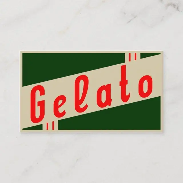 Retro Gelato Sign — Red Script on Cream Diagonal Band
