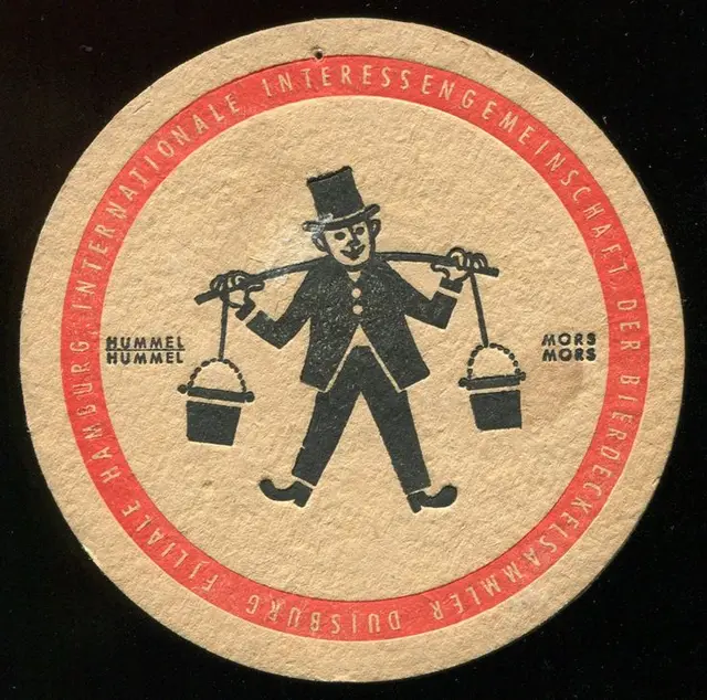 Vintage German beer coaster — Hummel Hummel / Mors Mors motif