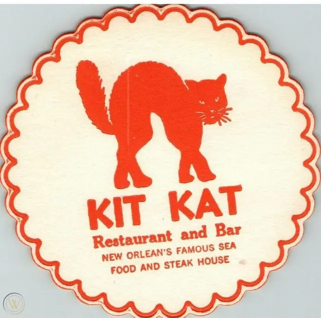 Vintage Kit Kat Restaurant & Bar scalloped paper coaster (New Orleans)