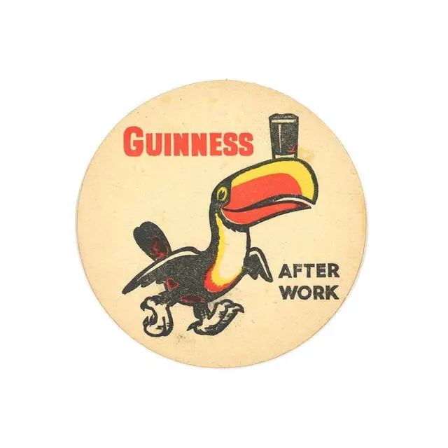 Vintage Guinness toucan 'After Work' beer coaster