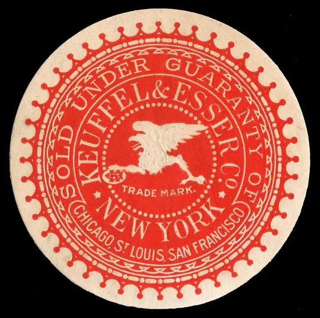 Keuffel & Esser Co. red circular trade seal — vintage label