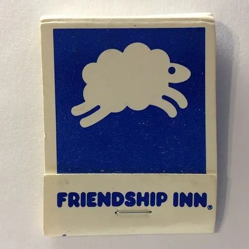 Friendship Inn matchbook with leaping sheep logo
