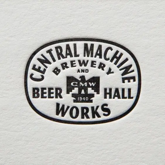 Central Machine Works — oval brewery / beer hall logo (vintage stamp)