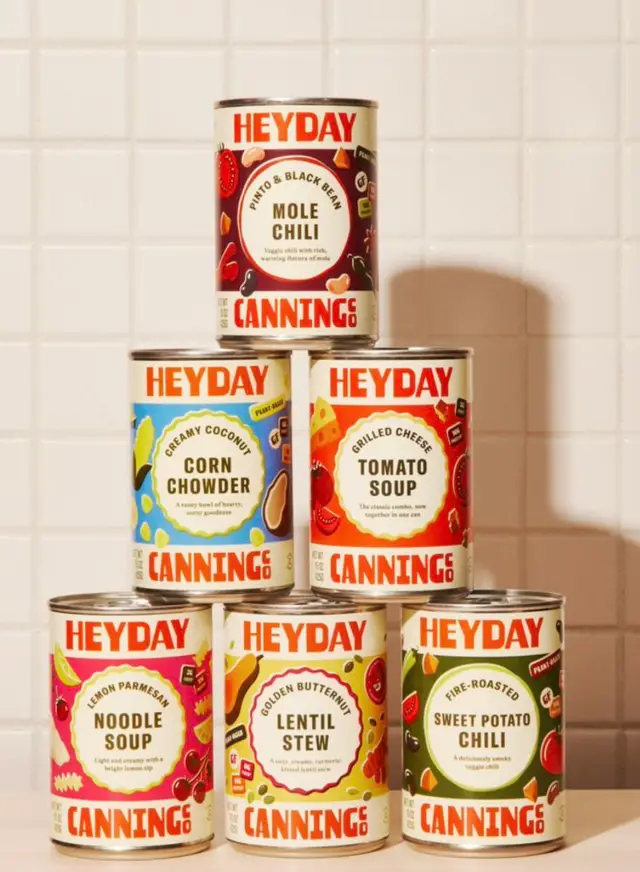 HEYDAY canned soups — stacked product shot