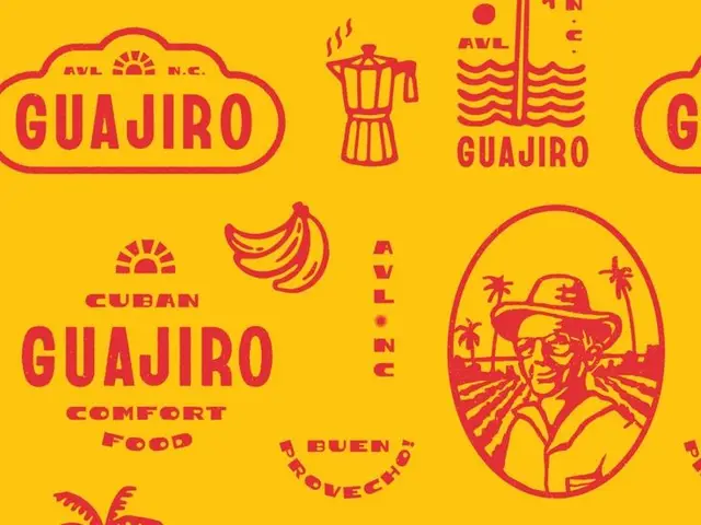 Guajiro Cuban comfort-food logo pattern — retro yellow & red branding