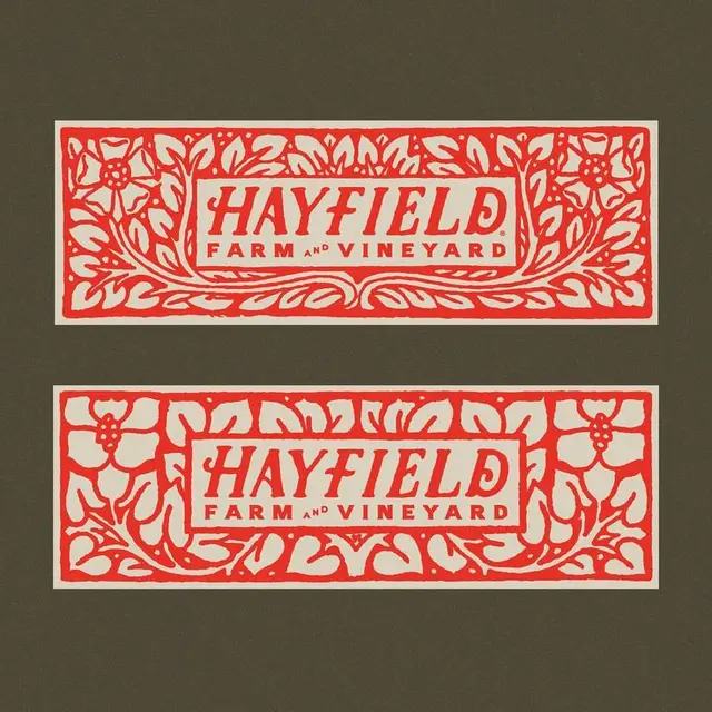 Hayfield Farm and Vineyard — vintage decorative wine labels (pair)
