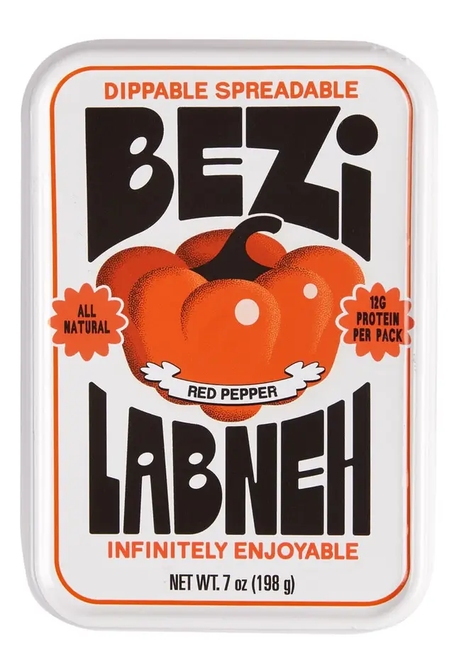 Bezi Labneh Red Pepper — rectangular tub with bold retro label