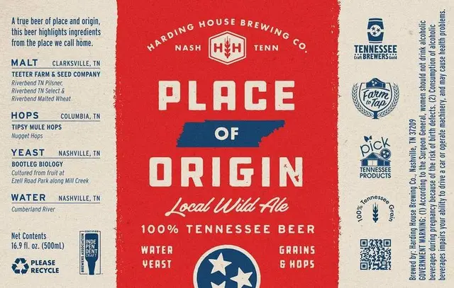 Harding House Brewing Co. — "Place of Origin" Local Wild Ale (Tennessee beer label)