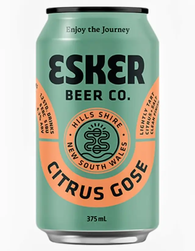 Esker Beer Co. Citrus Gose — mint green & peach beer can