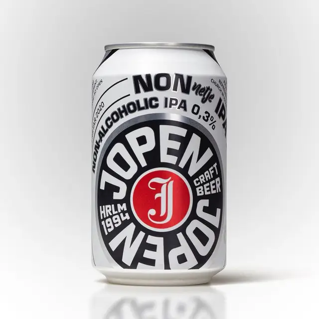 Jopen Non-Alcoholic IPA 0.3% — white aluminum can with circular badge