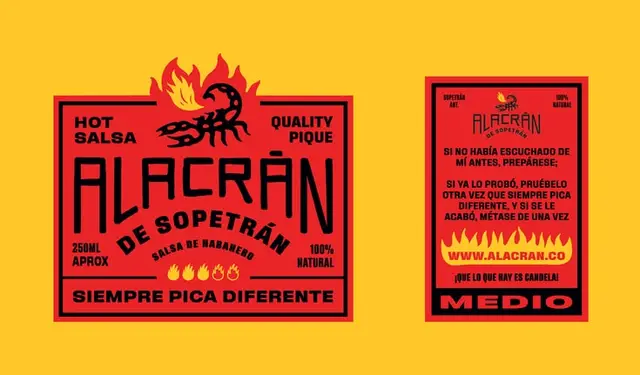 Alacrán de Sopetrán — red habanero hot-salsa label