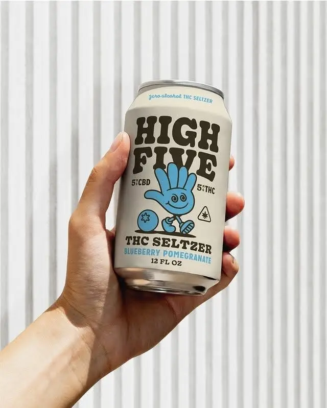High Five THC Seltzer can — Blueberry Pomegranate