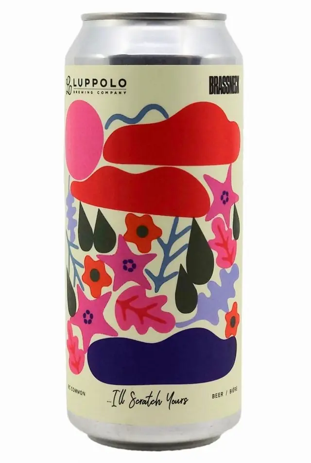 Luppolo / Brasswick beer can with bold abstract floral label