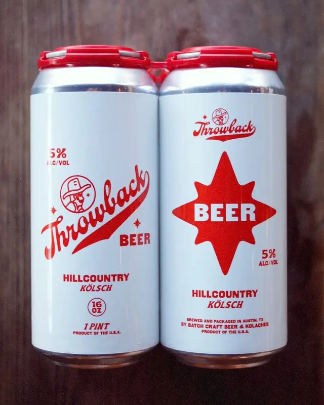 Throwback — Hillcountry Kölsch 16 oz cans (red-on-white retro label)