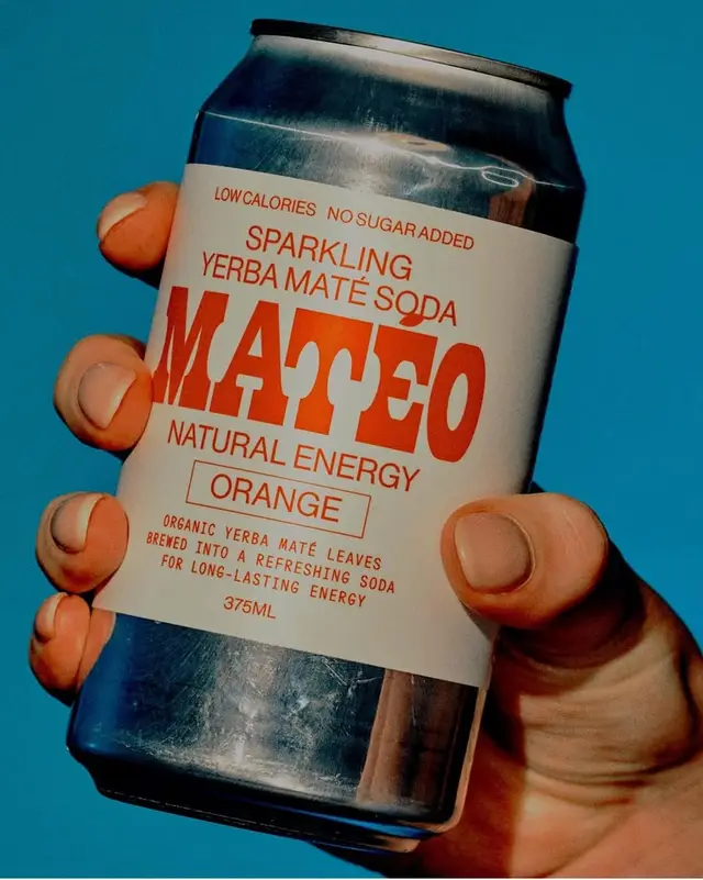 MATEO Orange Sparkling Yerba Maté Soda — 375ml aluminum can product shot
