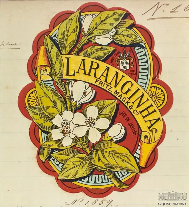 Vintage Brazilian citrus label reading "LARANGINHA" — Arquivo Nacional