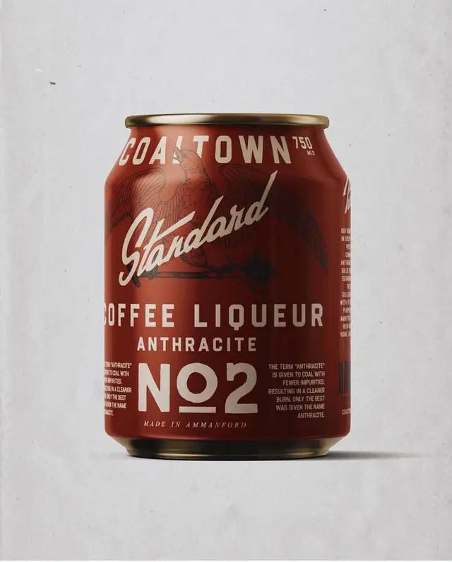 Coaltown Standard NO2 Coffee Liqueur — red retro aluminum can packaging