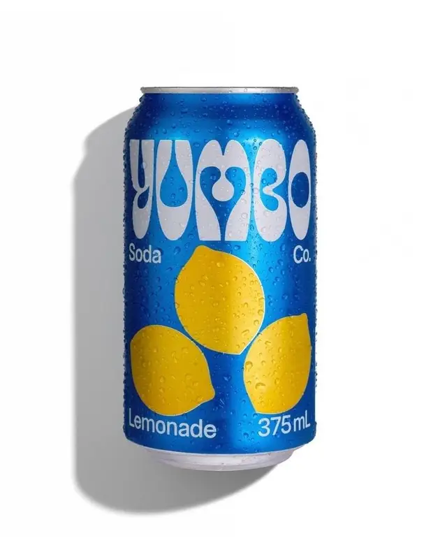 Blue Lemonade Can Packaging with Yellow Lemon Motif — 375 mL