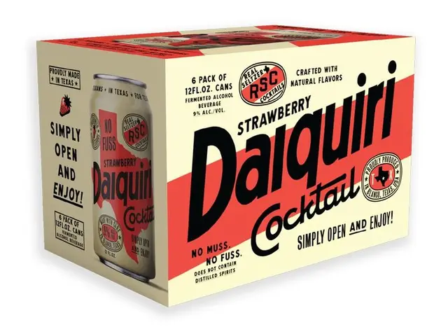 Strawberry Daiquiri Cocktail 6-Pack — Retro Cream & Coral Packaging (12 fl. oz.)