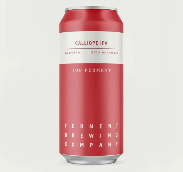 Calliope IPA — red & white minimalist beer can by Ferment Brewing Company