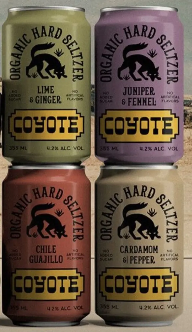 Coyote Organic Hard Seltzer — Four-Can Flavor Stack (Lime & Ginger; Juniper & Fennel; Chìl