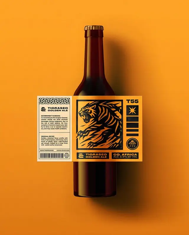 TIGRASEO Golden Ale — orange wraparound label with black tiger illustration