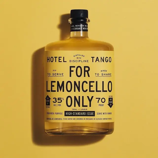 Hotel Tango "For Lemoncello Only" — Yellow Liqueur Bottle Packaging