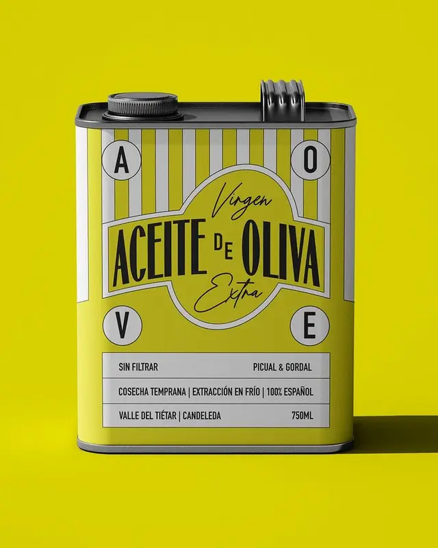 Aceite de Oliva Virgen Extra — 750ml yellow-green metal tin packaging