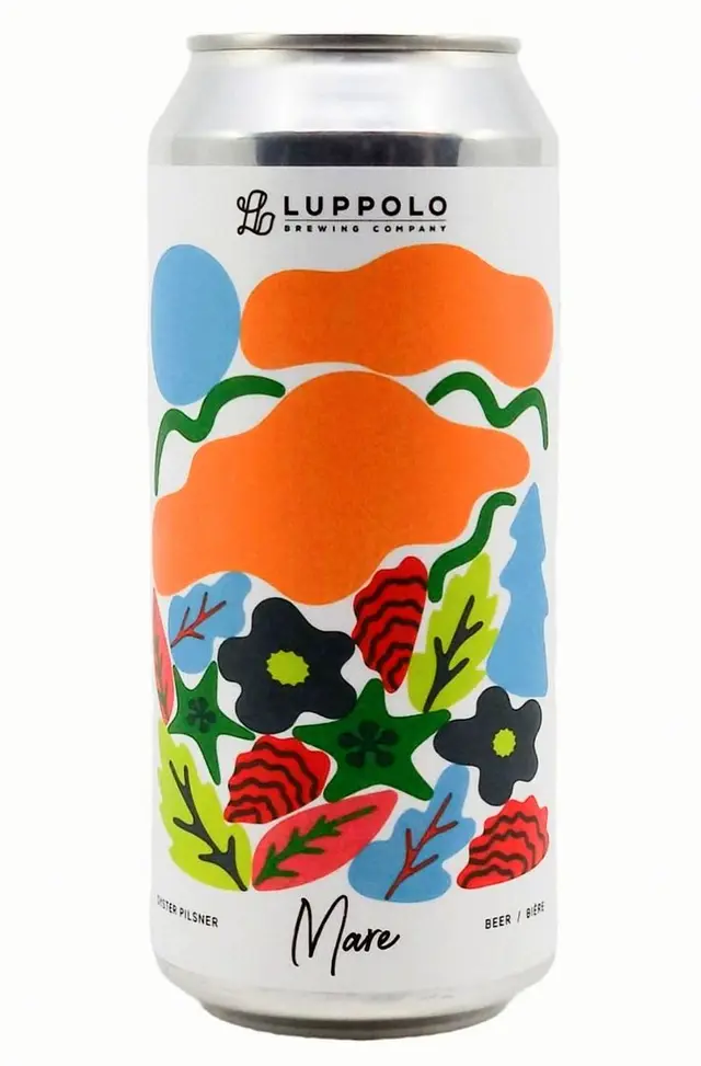 Luppolo Brewing Company "Mare" Pilsner — colorful botanical can illustration