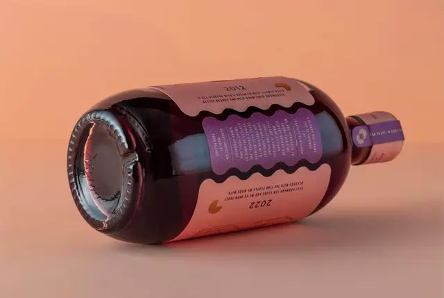 2022 Wine Bottle with Scalloped Lavender Label, Product Shot