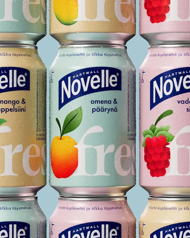 Hartwall Novelle pastel fruit cans — close-up (omena & päärynä)
