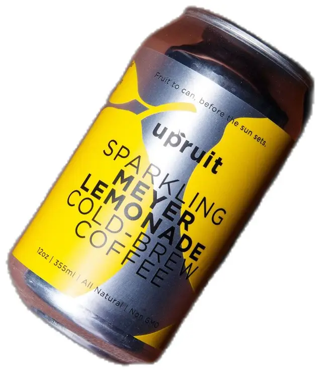 Upruit Sparkling Meyer Lemonade Cold-Brew Coffee — Yellow 12 oz Aluminum Can