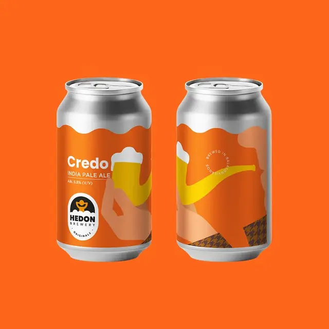 Credo India Pale Ale — Hedon Brewery orange can packaging