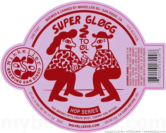 Mikkeller SD — Super Gløgg Hop Series pink circular beer label