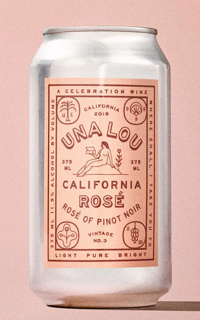 Una Lou California Rosé — 375 ml canned wine with peach-pink vintage label