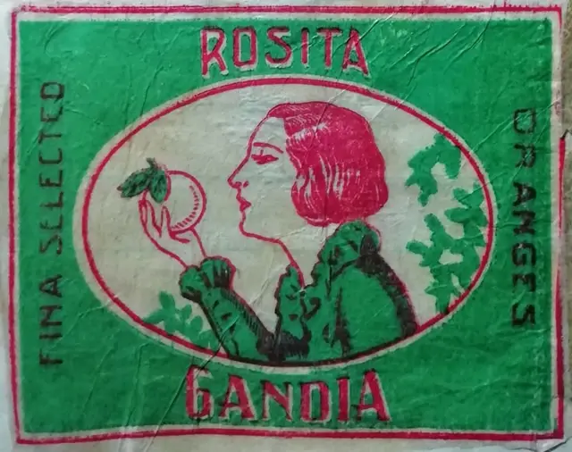 ROSITA GANDIA vintage orange crate label