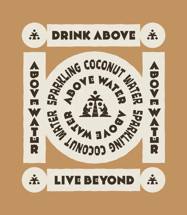 Above Water — Sparkling Coconut Water typographic badge poster