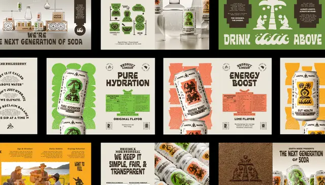 Above Water — beverage brand guidelines and packaging mockups