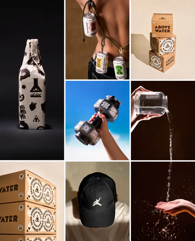 Above Water — merch & packaging grid