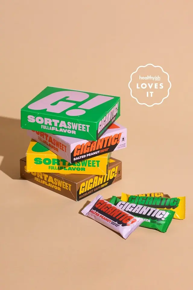 Gigantic! and SortaSweet low‑sugar candy bar packaging — Bon Appétit feature
